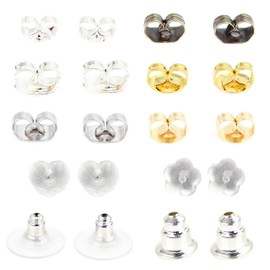 bluebubble 20pcs/10 Pairs Assorted Earring Backs Silver Plated, Gold Plated, Stainless Steel, Brass and Rubber Replacement Earring Stoppers for Stud Earrings