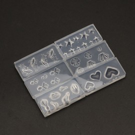 JinGuoZiLP 6Pcs Silicone Rabbit Star Fish Resin Mold Jewelry Casting Moulds Clear Tiny Ear Stud Earring Mold for DIY Jewelry Craft