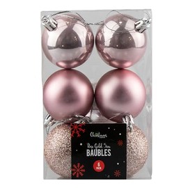 Tech Island Christmas Baubles, 10PCS Red Assorted Baubles 4cm for Christmas Tree Decorations, Xmas Balls Decor Shatterproof Hanging Ornaments for Holiday and Party Decoration (Rose Gold)