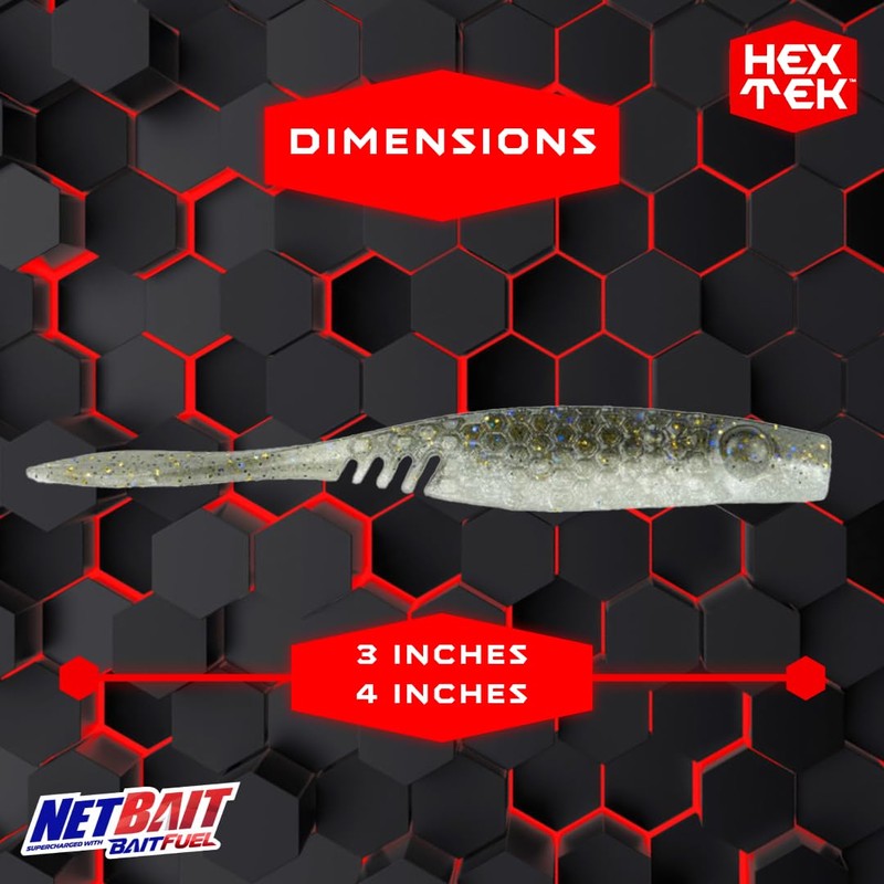NetBait HexTek Supercharged with BAITFUEL 4'' EKO Shad - Gizzard