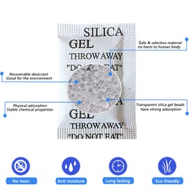 100Pcs Silica Gel Desiccant Packs(5 Gram), Industrial Grade No-Toxic Dehumidifier Packets, Premium Silicone Beads Moisture Absorption Bags Air Dryer for Clothes, Digital, Documents, Shoes, CD Storage