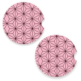 Nezuko Anime Car Coaster for Cup Holders 2.56" Ceramic Stone Drink Coaster, Set of 2 Pack