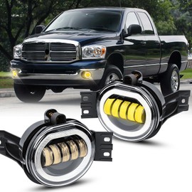 FICOLPO Led Fog Lights with Daytime Running Lights for 2002-2008 Dodge Ram 1500, 2003-2009 RAM 2500/3500 Pickup & 2004-2006 Durango - Bumper Driving Fog Lamps with DRL OEM Replacement(Amber Light)