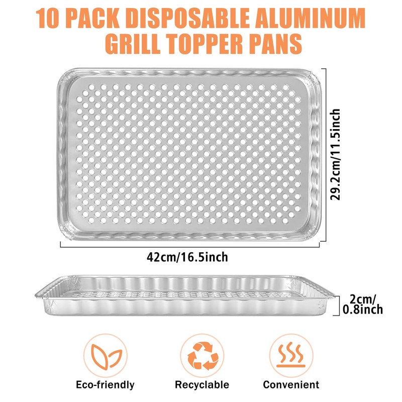 SafBbcue Disposable Grill Toppers 10 Pack Disposable Aluminum Foil Grill