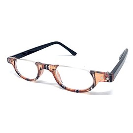 IB The Hunter Colorful Retro Half Under Frame Rimless Round Vintage Reading Glasses +2.00 Brown Stripe (Carrying Case Included)