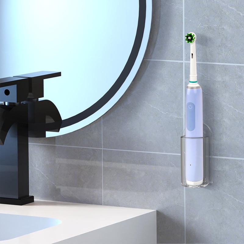 Linkidea Wall Mount Electric Toothbrush Holder, Acrylic Power Toothbrush Hanger,