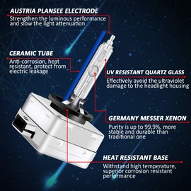 TECTICO D1S Xenon Bulbs 35W 8000K Cool Blue +300% Ultra Bright Bi HID Conversion Kit Xenarc Headlight Upgrade Bulb, 2 Lamps