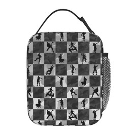 Xyiafc Gaming-Themed Insulated Lunch Bag - Waterproof, Leakproof, and Durable - Reusable Lunchbox for Kids, Men, and Women Grey/White