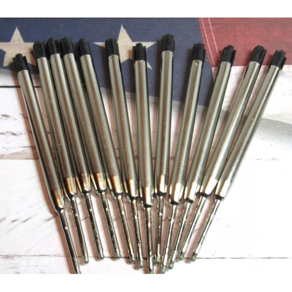 12 Black Metal Ballpoint Pen Ink Refills Medium Point Parker