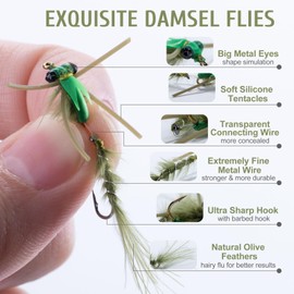 Goture Fly Fishing Flies, Damselflies Dragonflies Dry Wet Flies Streamers Nymphs for Fly Fishing,Trout Flies Fly Lures,Fly Fishing Assortment Kit for Bass Trout Steelhead Salmon,Fishing Gifts for Men