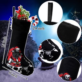 Realspring 4 Pcs Christmas Stockings Black and White Christmas Stockings with Plush Cuff Classic Fireplace Hanging Ornament Family Holiday Party Decoration (Scary Theme)
