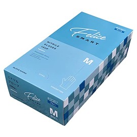 Kawanishi Industries 2067 Felice Smart Nitrile Gloves, Powder Free, 100 Pieces, Blue, M