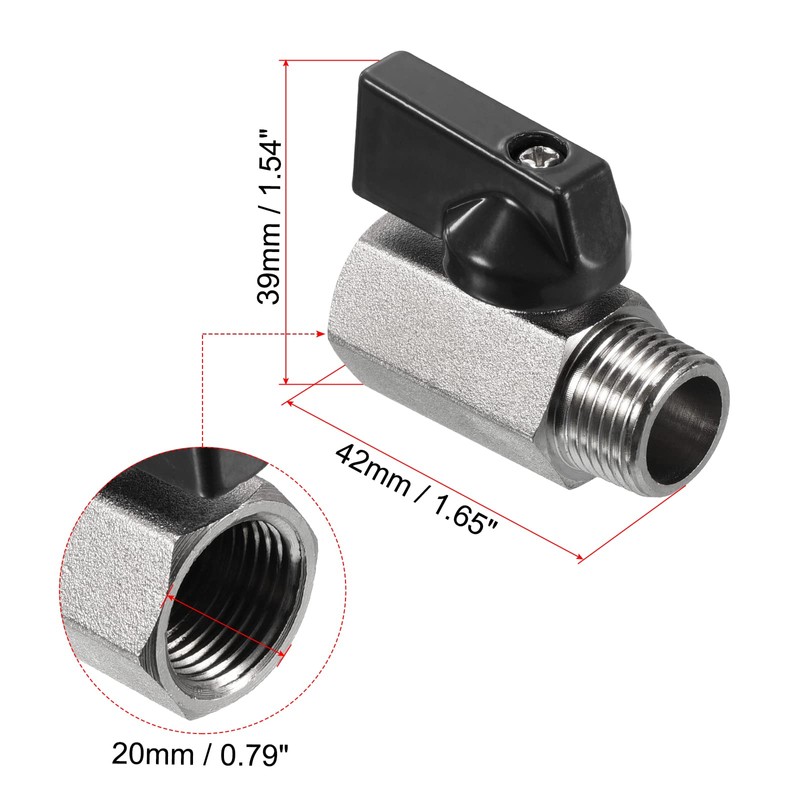 PATIKIL 3/8 NPT Brass Mini Ball Valve, 1 Pack NPT