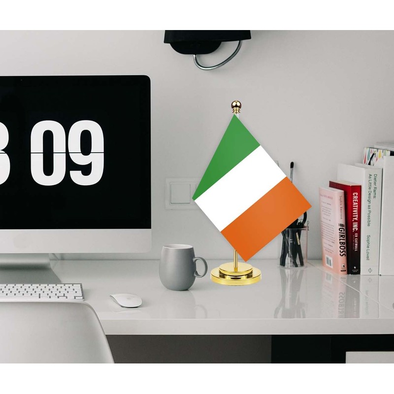 Ireland Desk Flag,12 inch Tall Small Irish Indoor Banner,Tiny Printing