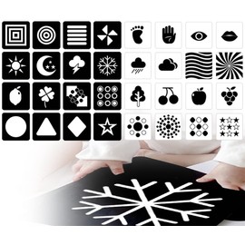 KAPSING Baby Contrast Cards, Toy for Baby 0 3 6 Months, Visual Stimulus Cards, Newborn High Contrast Visual Cards, 18 Pieces, 36 Pages Contrast Cards, Flashcards (Black and White)