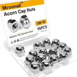Mrosnail 3/8-16 Acorn Nuts Kit - 15PCS, 304 Stainless Steel, Metric Hex Cap Nut Assortment, Dome Head for Indoor & Outdoor Use