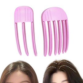 Aucuu 2pcs Wind Shaping Styling Combs for Fluffy Bangs, No-Trace Hair Tool for Volumising Hair Root Clips, High Crown Volume Tools Set 3/6 Teeth for Women Natural Voluminous Look