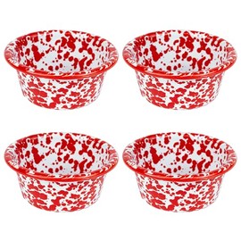 Crow Canyon Home Splatter Enamelware 2 oz Ramekins, Set of 4, Red