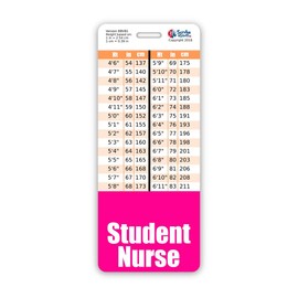Student Nurse Badge Buddy Vertical w/Height & Weight Conversion Charts (Oversized, Pink)