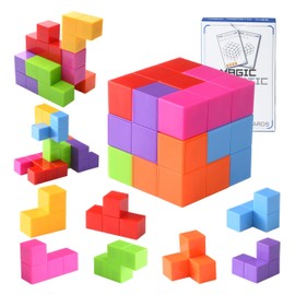 Permanent Puzzle, Magnetic Puzzle, Sage Puzzle, Magnetic Blocks, Magnetic Toys, Magnetic Blocks, Building Blocks, Clear Color, 7 Pieces 3D Puzzles (Multi Color)