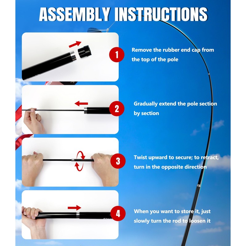 Sinyoeer 18FT Telescoping Wind Sock Pole, Fiberglass Flag Pole Pole