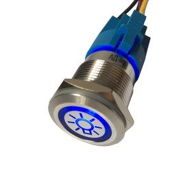 Mintice 12V Car Vehicle Blue LED Light Headlight Push Button Stainless Steel Metal Toggle Switch 19mm Socket Plug