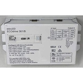 EldoLed ECOdrive 361/B 425MA LIN, EC0361B, 30W, 0-10V, 1 control channel, constant current, 1x 55V output, bottom feed, metal square 425MA LIN, 232A92