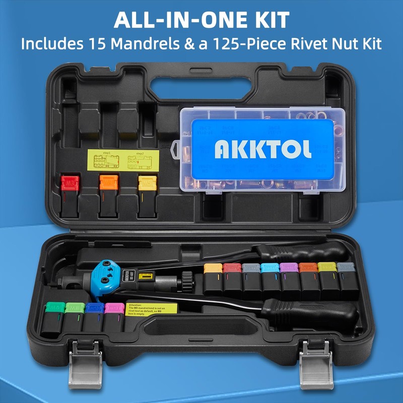 AKKTOL Rivet Nut Tool kit, 16" Rivnut Tool Kit with