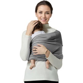 Shiaon Baby Wrap Carrier, Lightweight Baby Wearing Wraps for Newborn and Infant, Soft Swaddle Holder Carrier, Cozy Baby Sling 7-35 lbs Grey