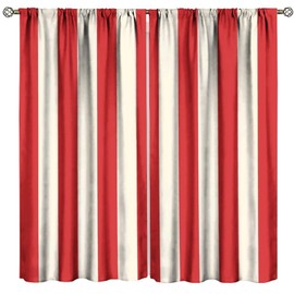 cortina oscurecedora a rayas, color rojo y blanco, con estampado de rayas, decoración de recámara, sala de estar, juego de 2 paneles, tamaño total 42 pulgadas de ancho x 45 pulgadas de largo
