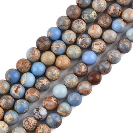 HAAMIIQII 60pcs 6mm Natural Blue Imperial Jasper Stone Beads Round Loose Gemstone Beads for Jewelry Making Strand 15 Inch