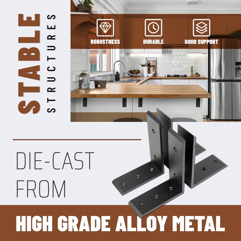 ECOTRIC 4Pcs Heavy Duty Countertop Support Brackets 8 x 6