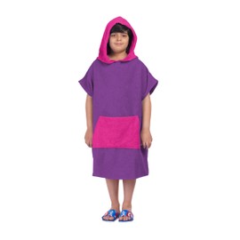 ALLEN & MATE 100% COTTON Kids Beach Poncho Towel - Quick Dry Swim Changing Robe with Hood & Pocket for Boys & Girls