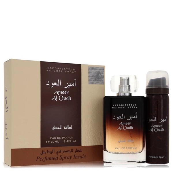 Lattafa Ameer Al Oudh Gift Set By Lattafa, 3.4 oz Eau De Parfum Spray + 1.7 oz Perfumed Spray