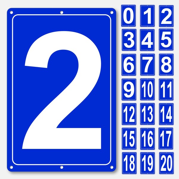 Numbered Sign 2, Aluminum Number Signs for Tennis Court, 12x8