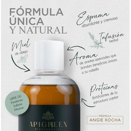 Shampoo Anticaída 100% Natural para Crecimiento Acelerado del Cabello con Colágeno y Keratina | 500 ml | Unisex | Para Todo Tipo de Cabello | Hecho en México – Apigreen