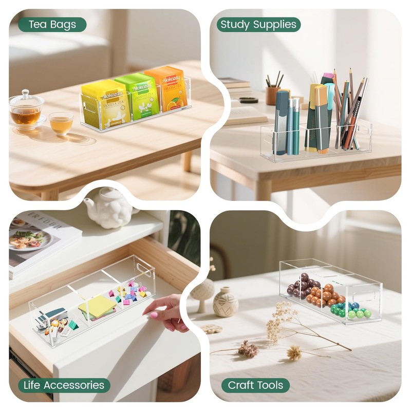 EsLuker.ly Tea Bag Holder Organizer for Counter Small Acrylic Teabag