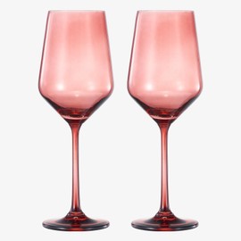 Khen Colored Crystal Wine Glass | Set of 2 | Large Stemmed 12 oz Glasses, Great for all Occasions & Special Celebrations Italian Style Tall Drinkware for Red & White Dinner Glassware (Cranberry Red)