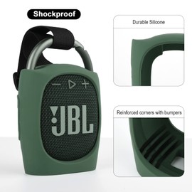 TXEsign Silicone Case Compatible with JBL Clip 4 - Portable Mini Bluetooth Speaker Stand Up Protective Carrying Case Cover for JBL Clip 4 (Green)