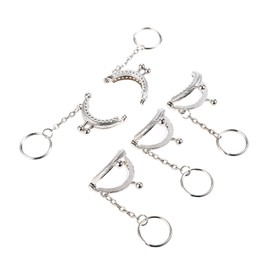 Mtsooning 5PCS Arch Purse Frame, Silver Kiss Clasp Lock, Coin Bag Metal Frame with Key Ring for DIY Craft Bag Handle Sewing 5x4cm