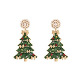 Christmas Sparkly Crystal Dangle Earrings Cute Christmas Tree Reindeer Earrings Colorful Xmas Festival Holiday Jewelry Gift-tree4