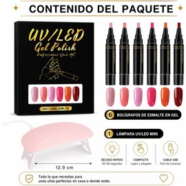 6 Piezas Pen Esmalte de Esmalte de Uñas, Rotuladores de Gel Para Uñas de Secado Rápido 3 en 1, Esmalte de Uñas en Plumon, Herramientas de Uñas DIY para Manicura (COLOR-F)