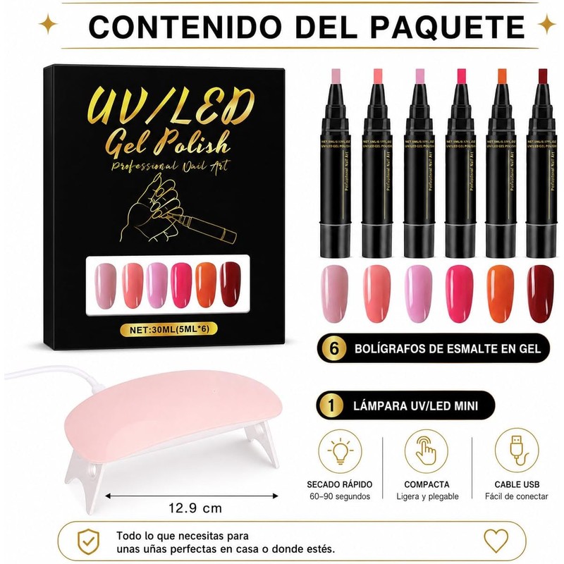 6 Piezas Pen Esmalte de Esmalte de Uñas, Rotuladores de