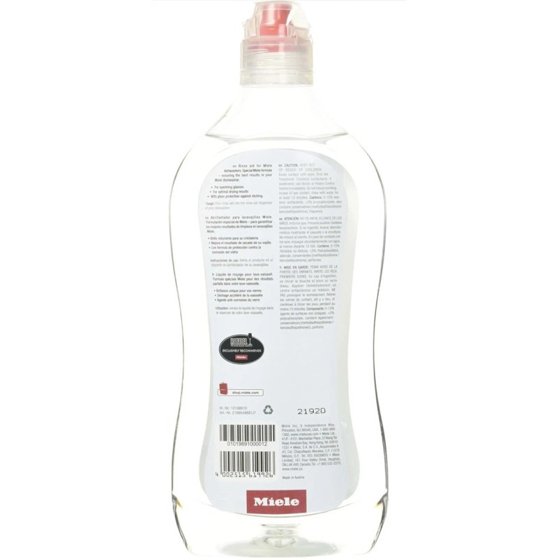 Miele Care Collection Dishwasher Rinse Aid Glass Protection Formula 16.9