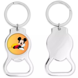 Unbranded Mickey Mouse Inspired Bottle Opener Keychain Round (yellow)