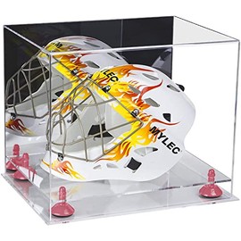 Better Display Cases Versatile Clear Acrylic Display Case - Large Rectangle Box with Mirror Case, Pink Risers and Clear Base 14.5" x 11" x 12" (V44/A002)