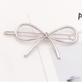 Silver metal ribbon hair pin / 실버 메탈 리본 헤어 핀