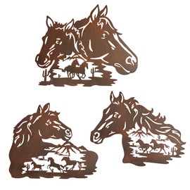 WAIU Trio Wildlife Accent - Estatuas de animales montadas en la pared, colgantes de pared de metal, para colgar en interiores y exteriores, estilo occidental, juego de 3 unidades