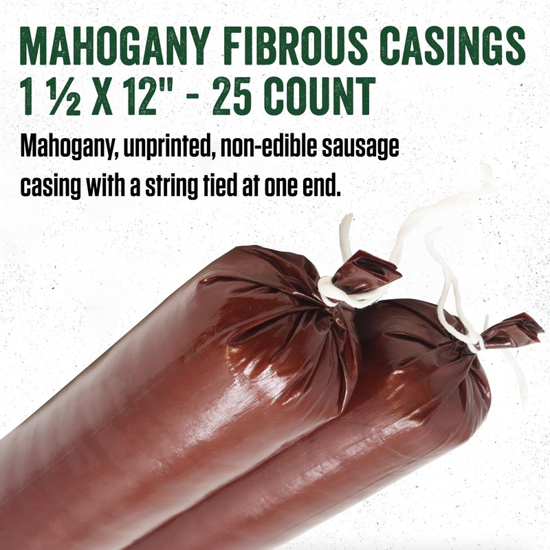LEM Products Mahogany Fibrous Casings, 1 ½ Inches x 12