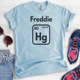 Freddie Hg Unisex Women's Men's Shirt, Science Music Rock 'n Roll T-Shirt, Heather Light Blue, Medium